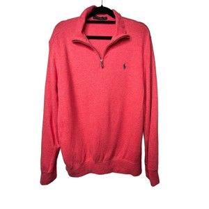 Ralph Lauren Mens Sweather M Red/Pink Quarter Zip